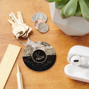 Black Beige  Monogram  Key Ring