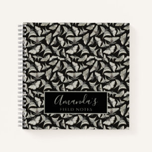 Black Beige Moth Bug Pattern Field Notes Notebook