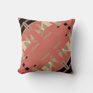 Black Beige Terracotta Southwest Art Look on Slant Cushion