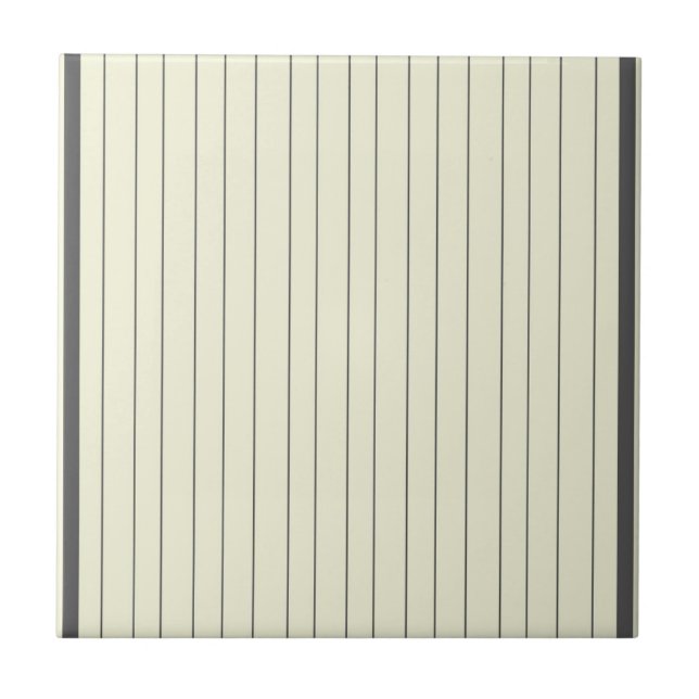 Black Beige Vertical Stripe Pattern Ceramic Tile (Front)