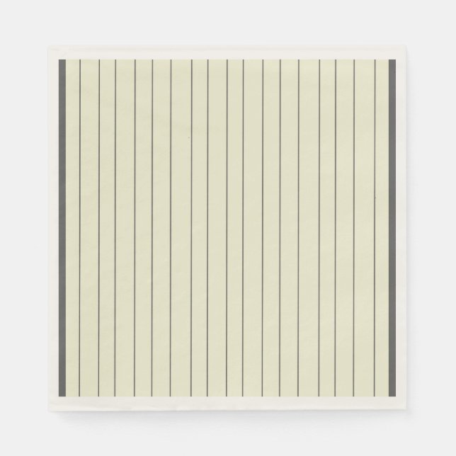 Black Beige Vertical Stripe Pattern Napkin (Front)