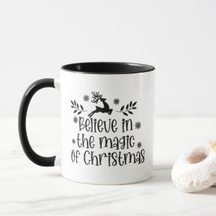 Black Believe in the Magic of Christmas Reindeer Mug