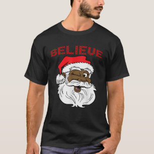 Black Believe Santa Claus Fun African American San T-Shirt