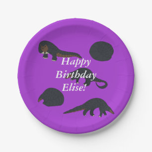 Black bellied Pangolins Birthday Paper Plate