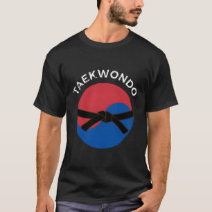 Black Belt And Korean Flag Mial Taekwondo T-Shirt