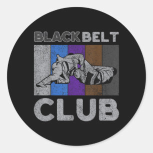 Black Belt Club Vintage BJJ Brazilian Jiu Jitsu Classic Round Sticker