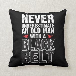 Black Belt Gift Idea - Funny Karate Old Man Cushion