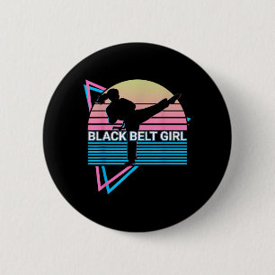 Black Belt Girl - Judo Karate Jiu Jitsu Taekwondo 6 Cm Round Badge