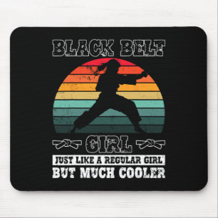 Black Belt Girl Karate Black Belt Promotion Black Mouse Pad