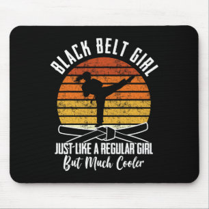 Black Belt Girl Karate Black Belt Promotion Black Mouse Pad