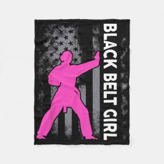 Black Belt Girl Karate Jiu Jitsu Taekwondo Martial Fleece Blanket