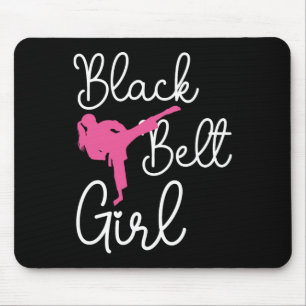 Black Belt Girl - Karate Taekwondo Kung Fu Jiu Jit Mouse Pad