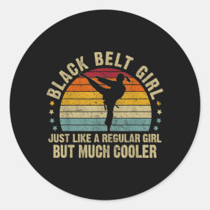 Black Belt Girl Kicking Jiu Jitsu MMA BJJ Classic Round Sticker