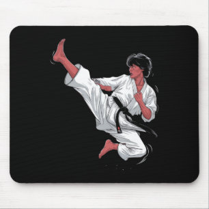 Black Belt Karate Fighter Mouse Pad