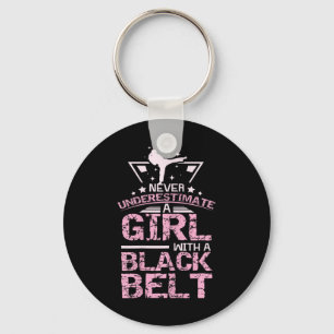Black Belt Karate Taekwondo Girl Key Ring