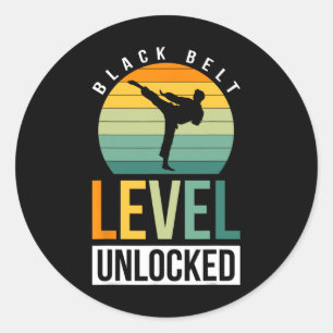 Black Belt Level Unlocked 3 Classic Round Sticker