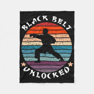 Black Belt Level Unlocked Achievement Karate Keep  Fleece Blanket
