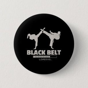 Black Belt Loading Karate Premium Tri-Blend 6 Cm Round Badge