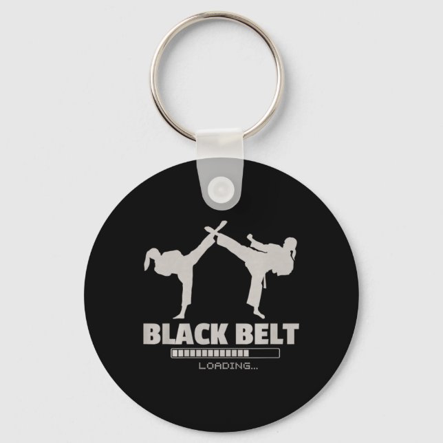 Black Belt Loading Karate Premium Tri-Blend Key Ring (Front)