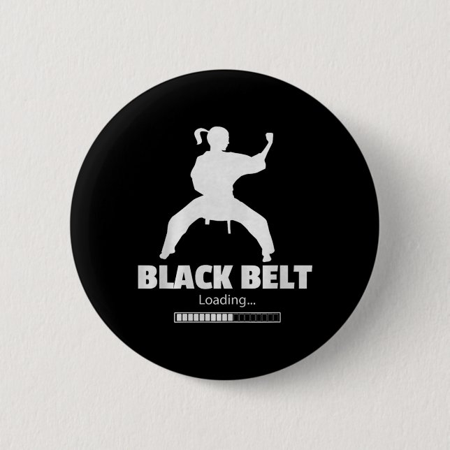 Black Belt Loading Karate Ttee Premium Tri-Blend 6 Cm Round Badge (Front)