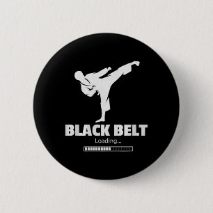 Black Belt Loading Kick Martial Arts Karate 6 Cm Round Badge
