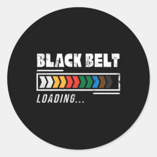 Black Belt Loading Martial Arts Karate Minimalist Classic Round Sticker