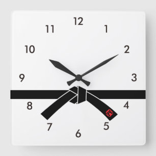 Black Belt, Martial Arts 黒帯, 武道 Square Wall Clock