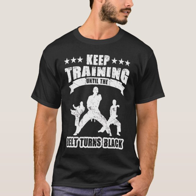 Black Belt Martial Training Karate Men Jiu Jitsu T-Shirt (Front)