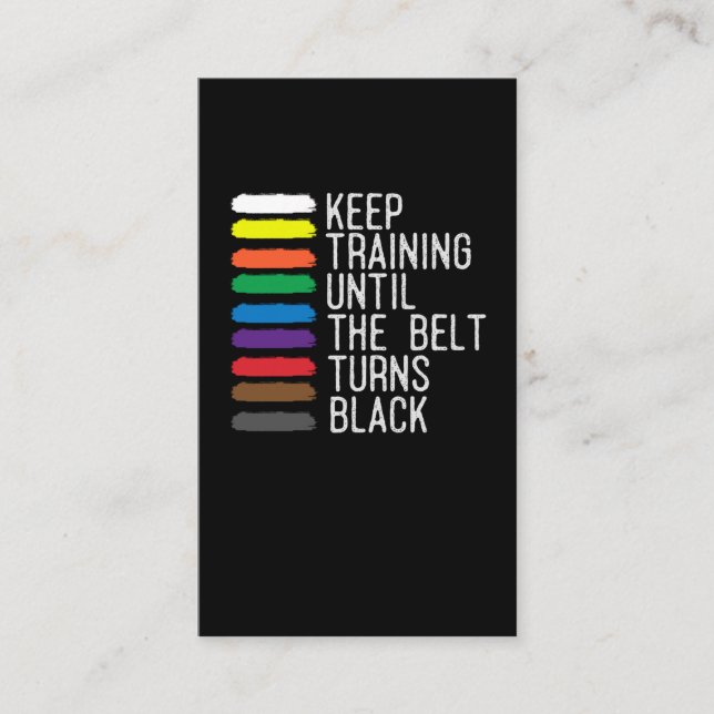 Black Belt Motivation Taekwondo Jiu Jitsu Karate Business Card (Front)