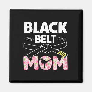 Black Belt Mum Floral Tkd Taekwondo Karate Martial Magnet