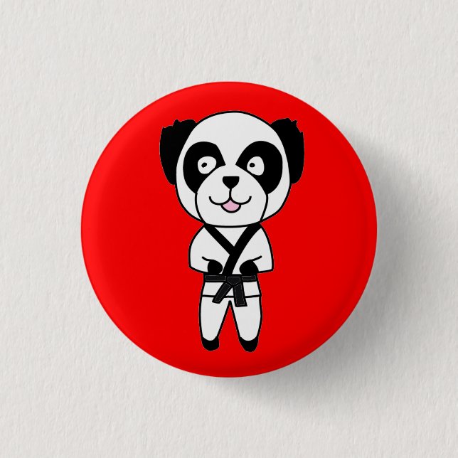 Black Belt Panda Bear Button (Front)