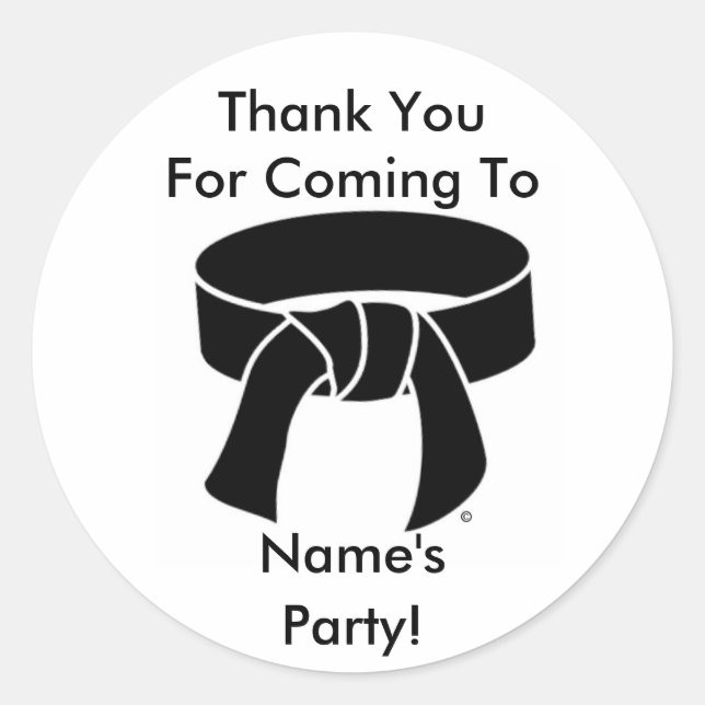 Black Belt Party Stickers (Front)