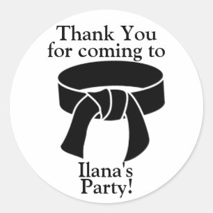 Black belt party thank you stickers