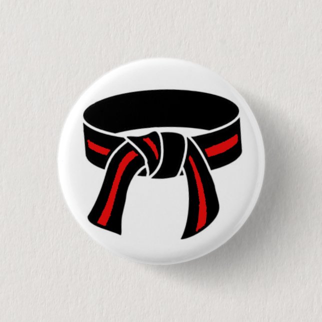 Black Belt with Red Stripe Button (Front)