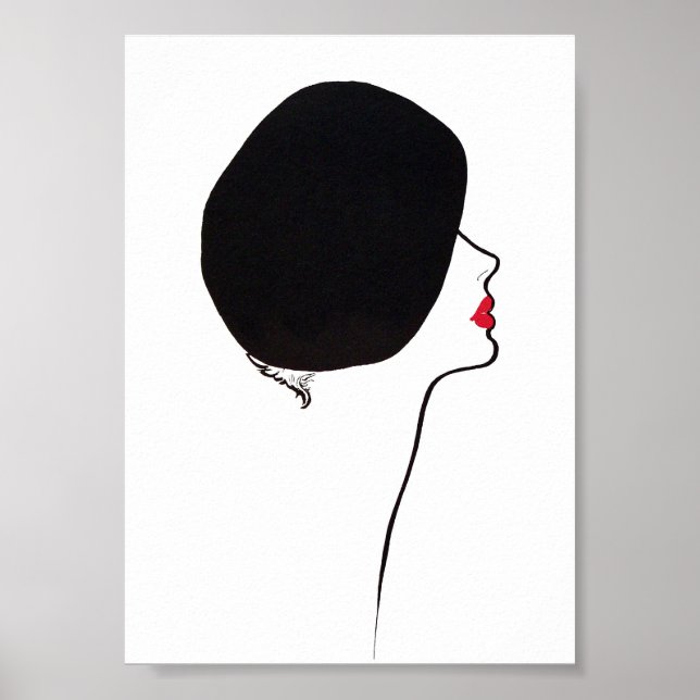 Black Beret Hat Retro Minimalist Fashion Poster (Front)