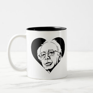 black bernie sanders heart Two-Tone coffee mug