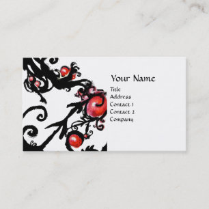 BLACK BERRIES SWIRLS white red Business Card
