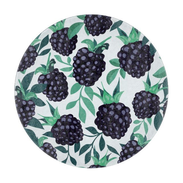 Black Berry Tropical: Fruit Seamless Pattern Cutting Board (Front)