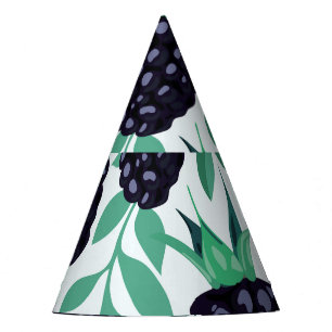 Black Berry Tropical: Fruit Seamless Pattern Party Hat
