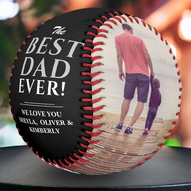 Black Best Dad Ever Father`s Day 2 Photo Collage Softball (Creator Uploaded)
