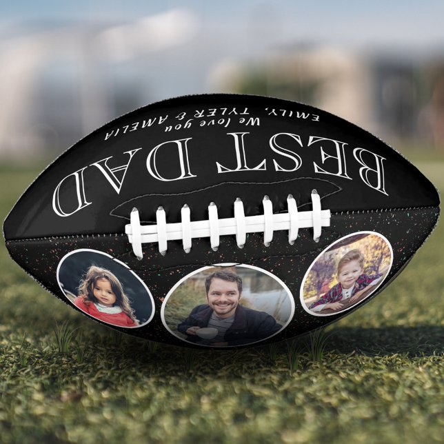 Black Best Dad Father`s Day 3 Photo Collage  Football (Creator Uploaded)
