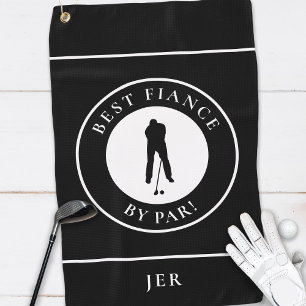 Black Best Fiance By Par Golfer Monogrammed Sports Golf Towel