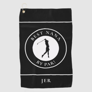 Black Best Grandma Nana Golfer Monogram Sports Pro Golf Towel