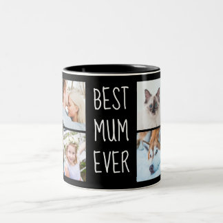 Black Best Mum Ever Custom Photo Mug