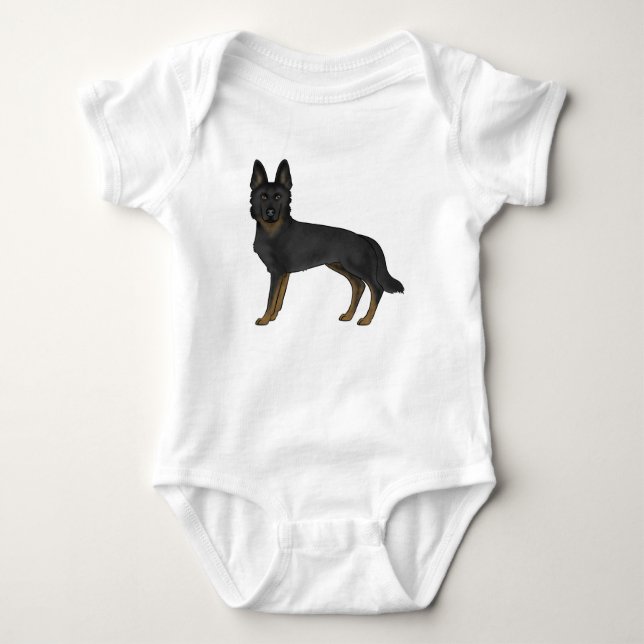 Black Bi-Colour German Shepherd Brown And Black Do Baby Bodysuit (Front)