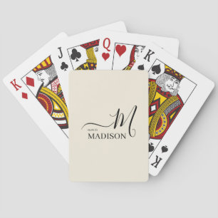 Black Biege Personalised Signature Name Playing Cards