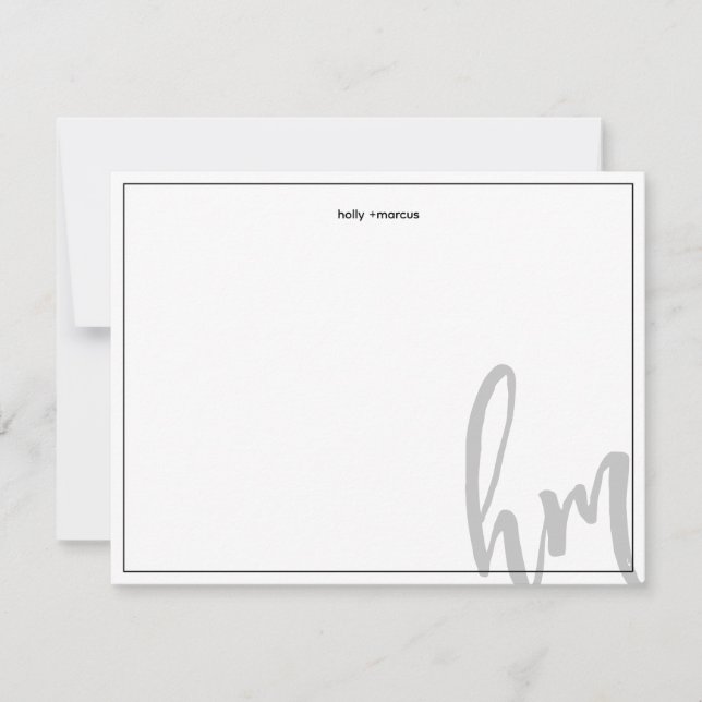 Black Big Monogram Couple Initials Wedding Simple Card (Front)