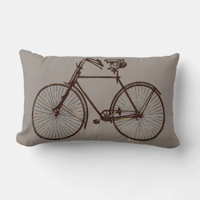 black bike bicycle Throw pillow grey brown (Front)