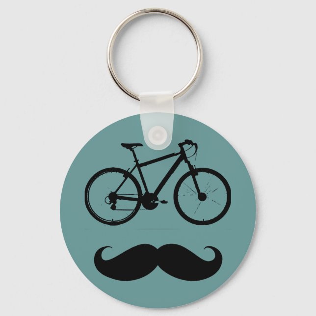 black bike moustache key ring (Front)