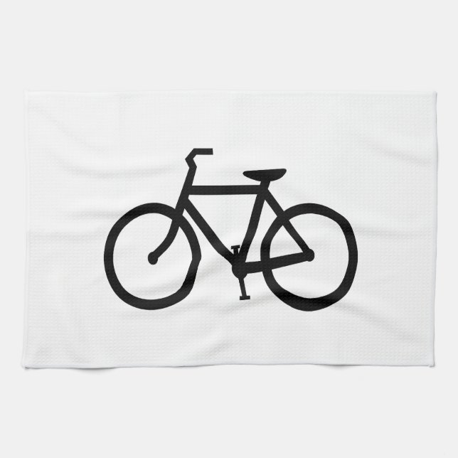 Black Bike Route Tea Towel (Horizontal)